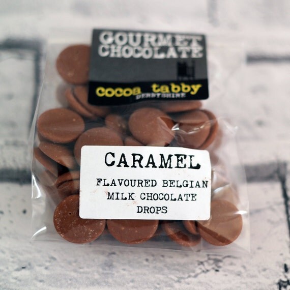 Caramel flavour milk chocolate drops by CocoaTabbyChocolate