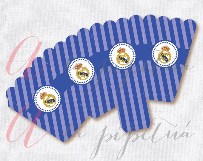 Real Madrid popcorn box. Real Madrid printables. Soccer popcorn box. Soccer printables.