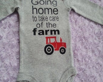 Baby boy coming home outfit. Baby tractor. Baby farm. Baby boy. Bringing home baby outfit.