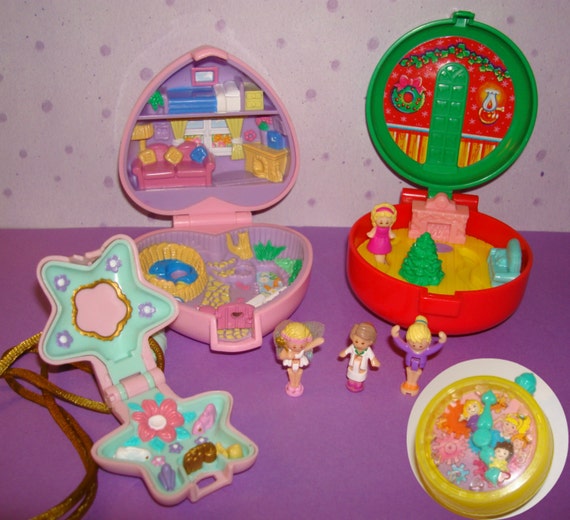 Vintage 90s Polly Pocket lot compact locket dolls fairy kozy