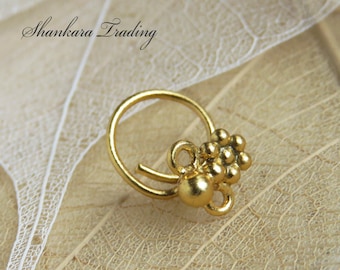Gold Nose Stud, Ornate Nose Stud, Nose Jewelry, 14k Gold Plated Nose Stud, Tribal Nose Stud, Indian Nose Pin, Gold Nose Ring, Boho Jewelry