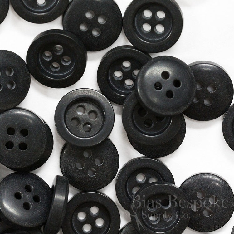 Set of 12 Modern Matte Black Buttons 24 Line by BiasBespoke