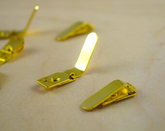 4 Gold Clip-on Tie Hardware Bow Tie Hardware, Bowtie Clip, Onsie Clip - Discreet and Easy to Use.