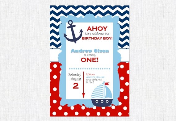 Nautical Birthday Invitation Photo Birthday by SnapdragonPrints