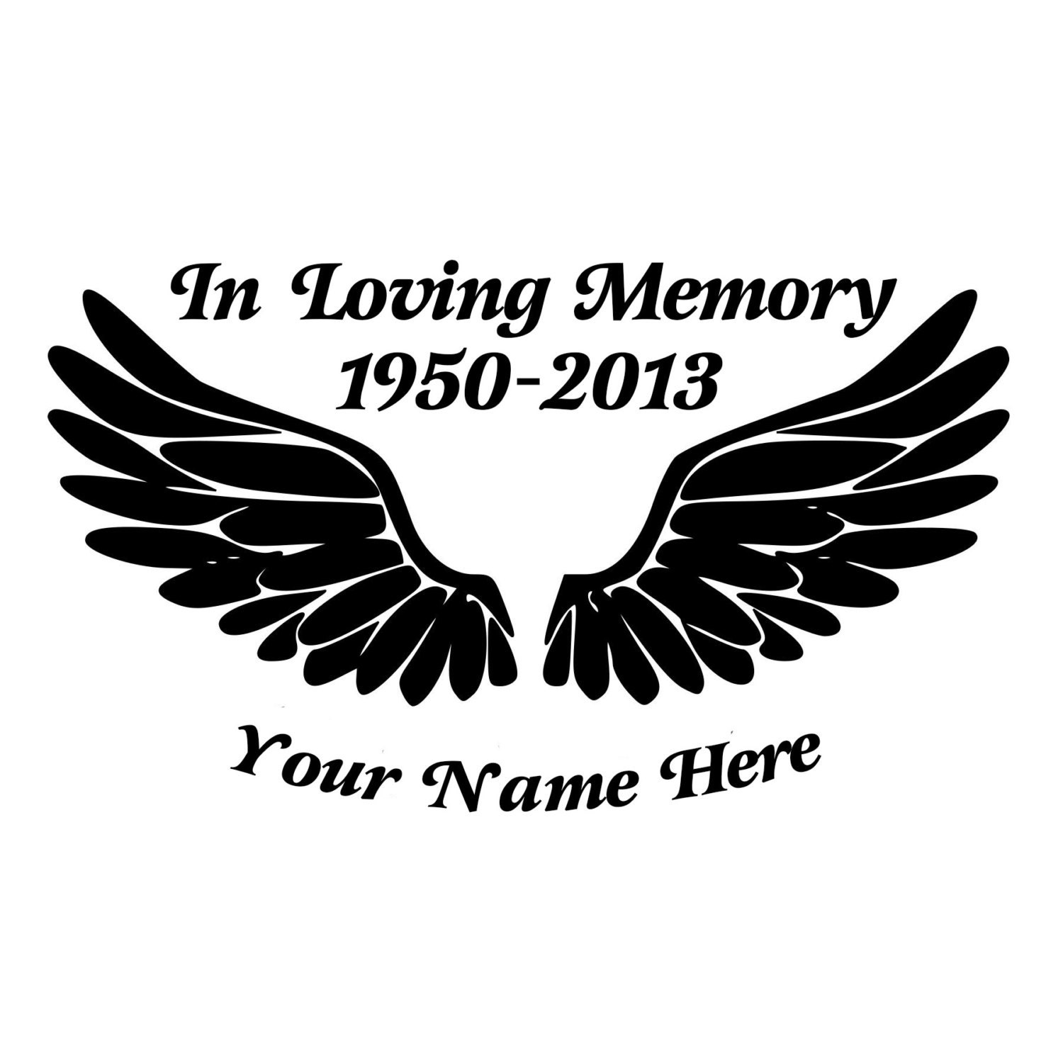 In Loving Memory Angel Wings Die-Cut Decal Car Window Wall