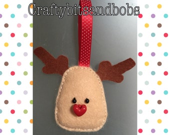 Reindeer Christmas decoration, felt decoration, Christmas