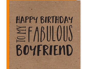 Fabulous boyfriend birthday card | Fab boyfriend | Recycled birthday card for him