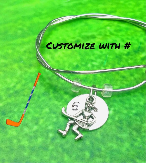 Field Hockey Bracelet Silver Charm by AlumebyBonnie on Etsy