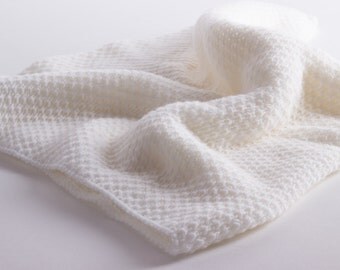 Unisex Super Soft 100% Cashmere Baby Blanket - 'White' - handmade in Scotland by Love Cashmere