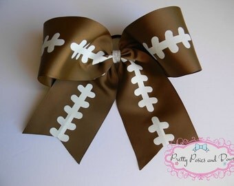 Football Cheer Bow, Footbal Hair Bow, Large Football Bow, Competition Cheer Bow