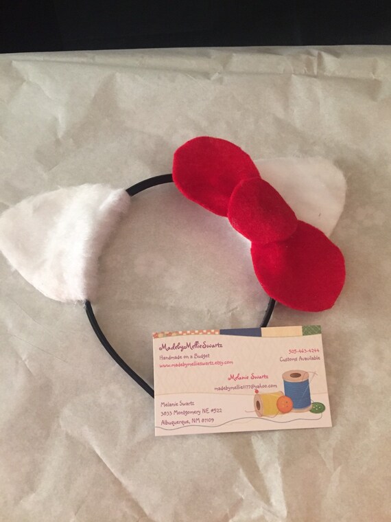Hello Kitty Headband with Ears and Bow Party by MadebyMellieSwartz