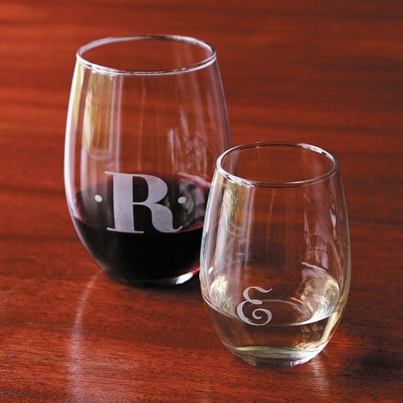 Items Similar To Personalized Stemless Wine Glasses Set Of 4 On Etsy