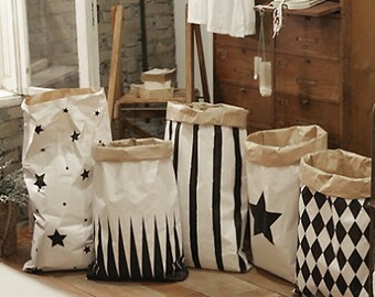 Storage Bin, Storage Basket, Geometric paper bag storage, paperbag storage,paper bag