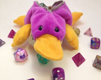 The Purple Platypus - Platypus D20 Dice Bag - Dice Bags - Platypus Bag - Animal Bag
