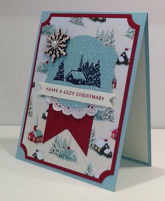 Hand Stamped Christmas Card Merry Christmas by Inked2perfection