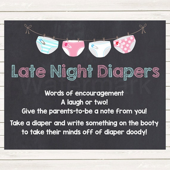 advice template baby card Night Diaper Sign Thoughts Late Diapers Printable, Sign