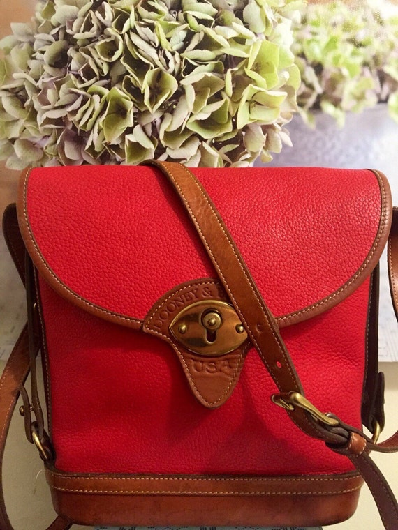 Stunning Red Leather Authentic Vintage Dooney And Bourke Full