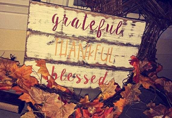 Grateful thankful blessed fall sign rustic sign fall decor