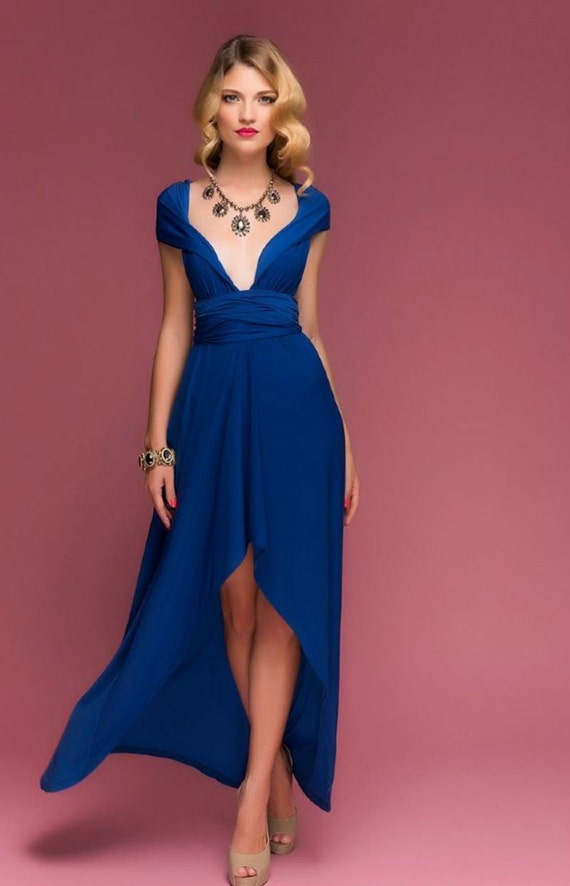 Items similar to Wedding Dress Cobalt Blue Infinity Dress Assymetrical ...