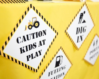 Construction Party Signs - Instant Download - Dump Truck - Builder Birthday Party Sign by Printable Studio