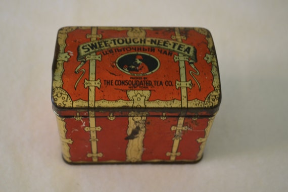 Old Tea Tin Swee Touch Nee tea tin small vintage 1940's