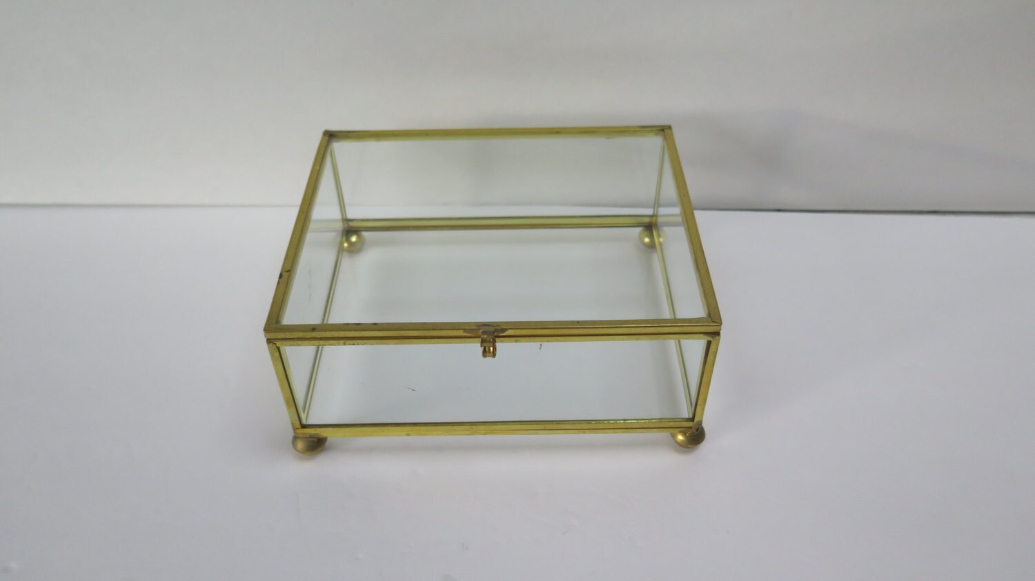 Vitnage Glass and Brass Presentation Box Curiosity Specimen Display Box Haute Juice