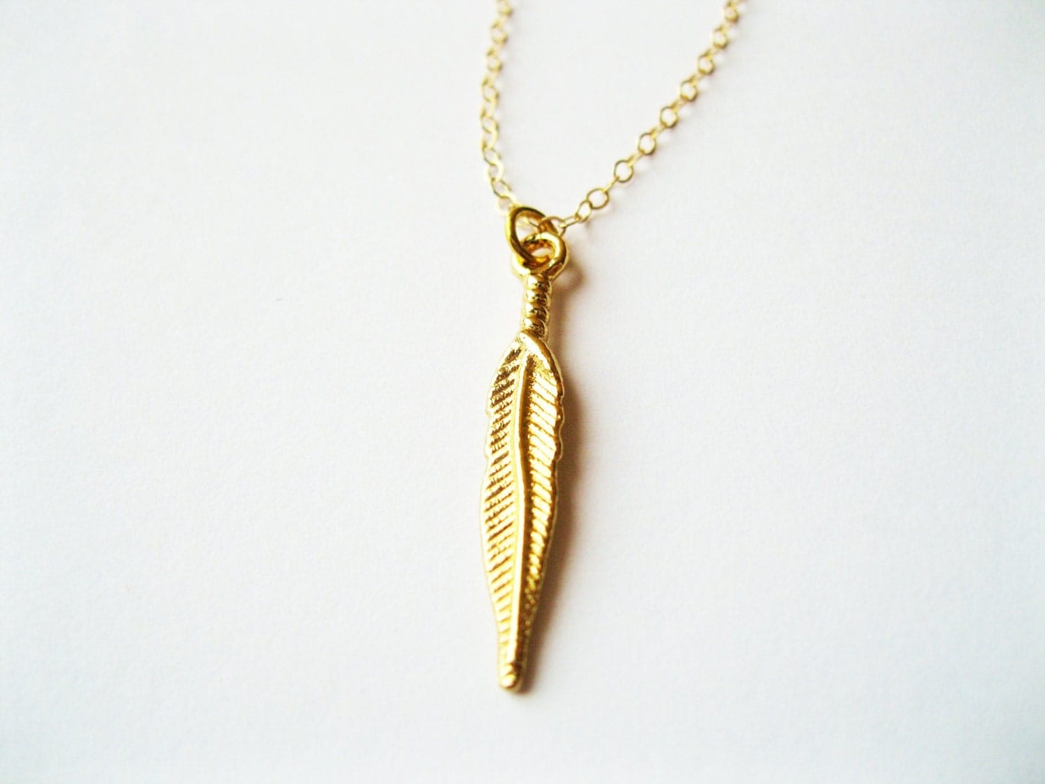 Gold feather necklace feather jewelry minimalist necklace
