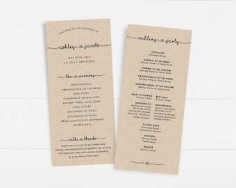 Wedding Programs Template,Printable Programs, Instant Download, Editable Artwork and Text Colour, Edit in Word or Pages