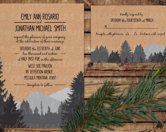 Mountain wedding invitation | Etsy