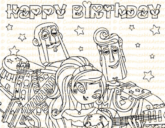 Book Life Party Favors Printable Coloring Page Colouing Sheet Birthday