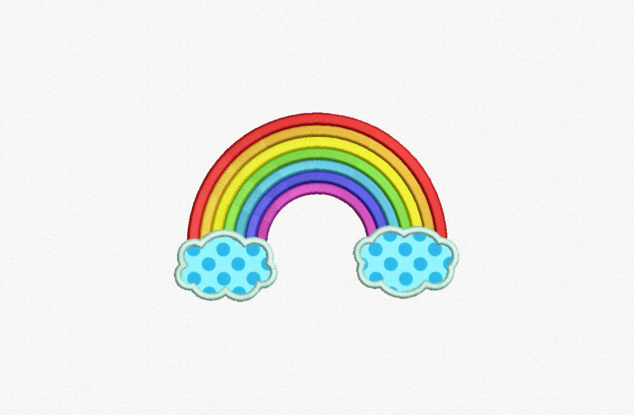 Rainbow Applique Machine Embroidery Design 3 Sizes