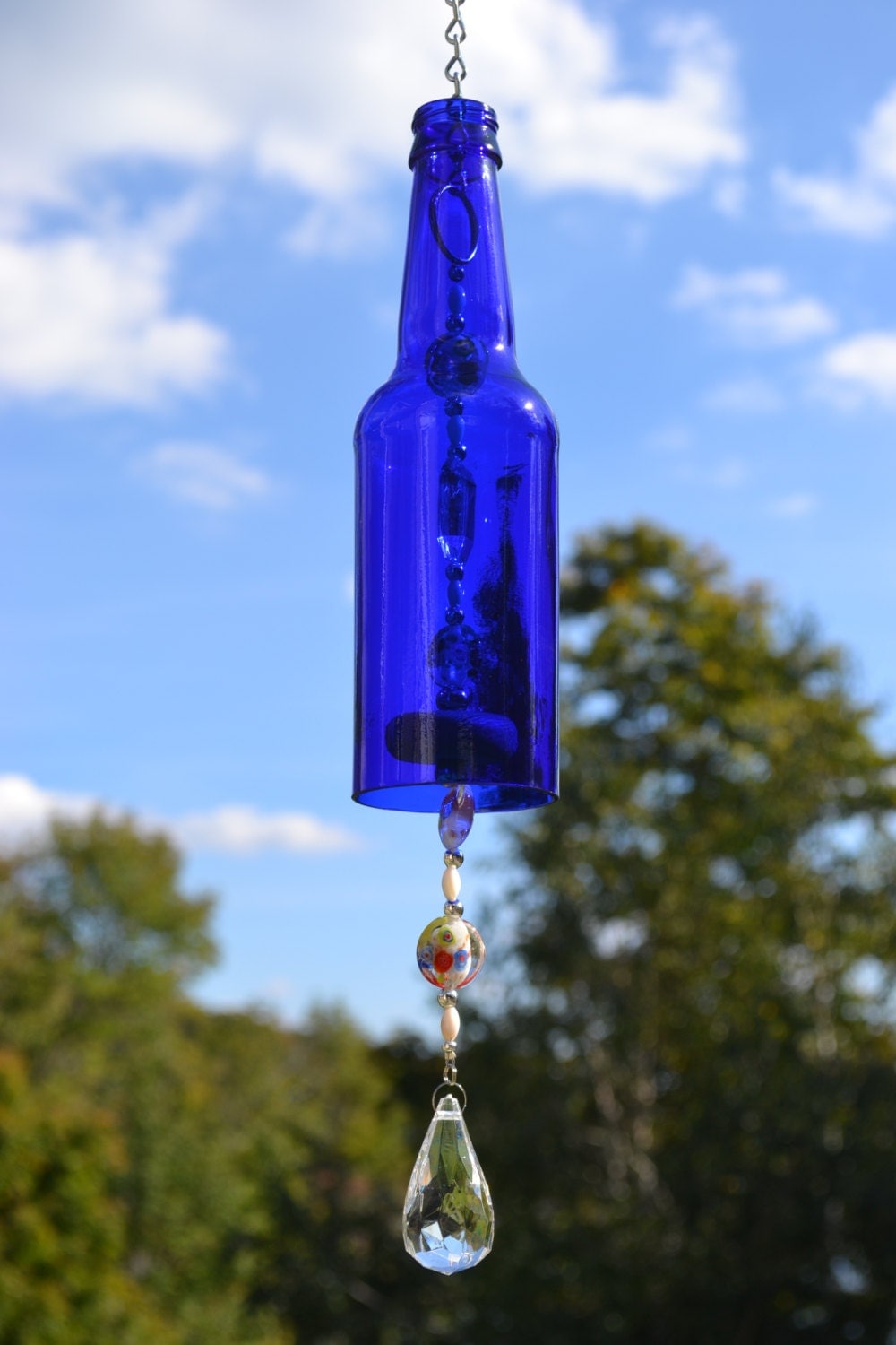 Similiar Beer Bottle Wind Chimes Keywords Beer Bottle Wind Chime Blue Glass By Whiteroosterpe
