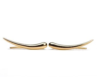 Yellow Gold Plated Ear Cuff Moon Sweep Ear wrap Pin Earrings Boho Jewelry - FES007 M11