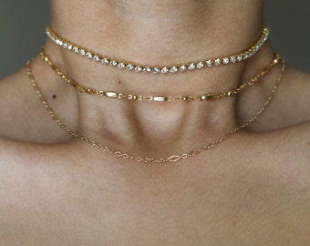 Queen B Diamond Choker ~ Rhinestone Choker ~ Gold Choker ~ Boho Jewelry ~ Layering Necklace