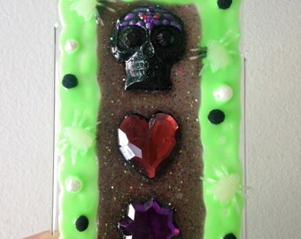 Spooky Creepy Cute skull and flies glow in the dark deco halloween phone case for iphone 6 plus or iphone 6S plus