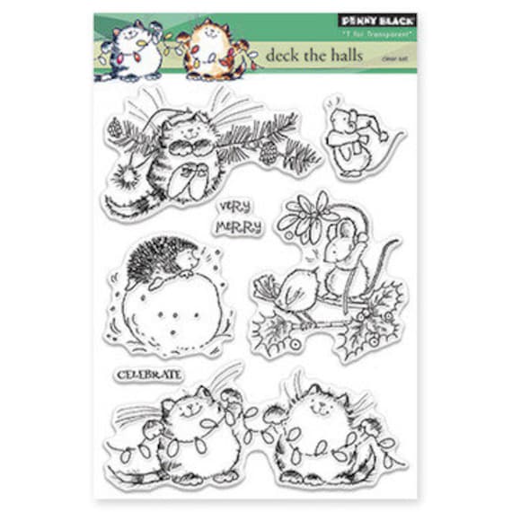 Cute Critter Stamps, Cat Stamp, Christmas Animal Stamps, Christmas cat,  Hedgehog stamp, Christmas Mouse, cute Penny Black stamp set