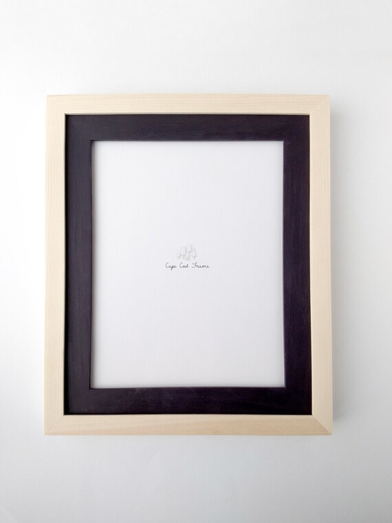 8 x 10 Picture Frame Wood & Black Stacked Frame by CapeCodFrame