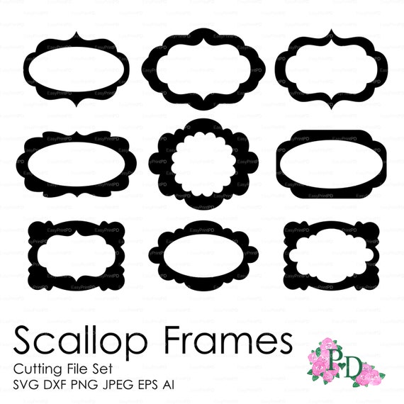 Download Scallop Frames Set of 9 Cutting File svg dxf ai eps png