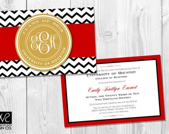 Customizable Graduation Announcement / Graduation Invitation - COLLEGE or HIGH SCHOOL - Monogrammed - Printable Digital File