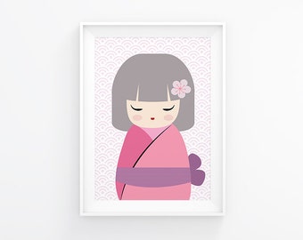 Printable Nursery art, Little Geisha, nursery decor, kids wall art, instant download, baby nursery art, kids art, kids room decor