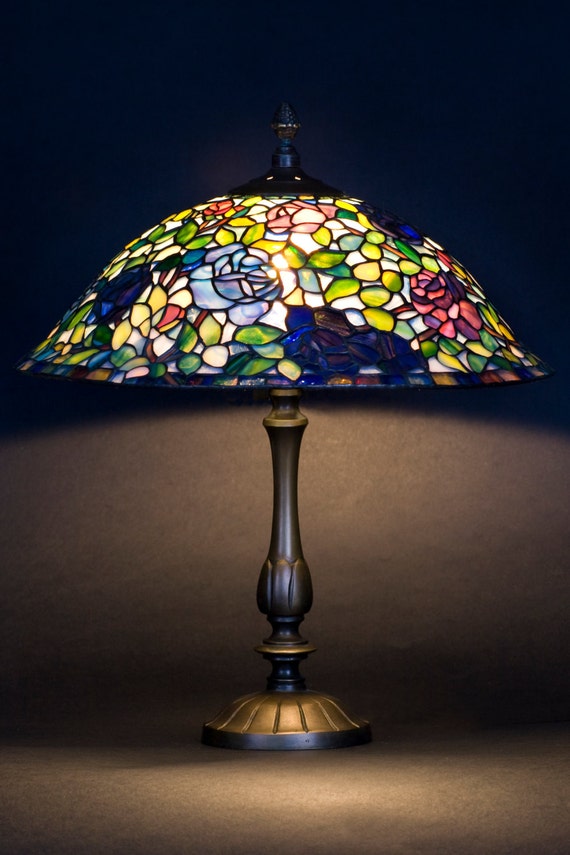Rose Lamp Shade, Stained Glass Lamp, Miniature Lamp, Rose Lights, Tiffany Lamp, Stained Glass Light, Lamp Shade, Home Decor