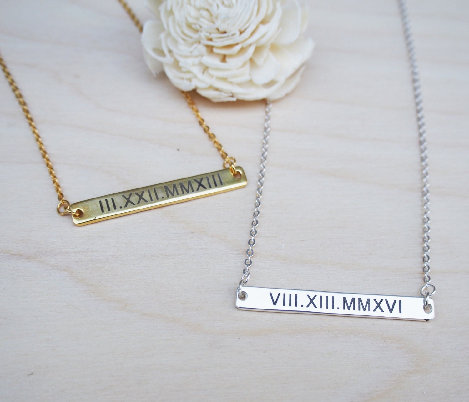 Roman Numeral Necklace Date necklace Roman by AshleeArtis