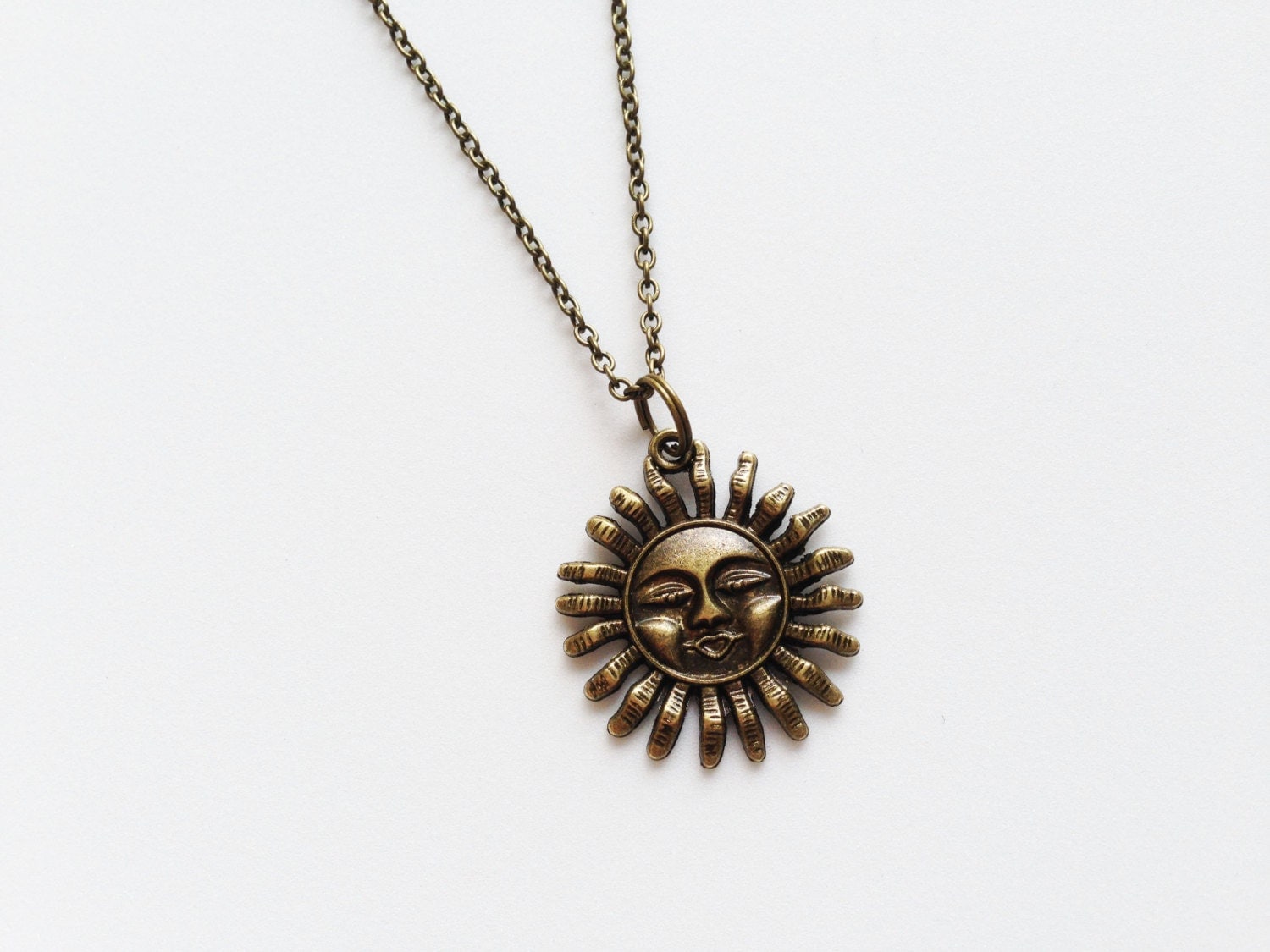 SUN Necklace Sun Pendant Charm Chain Necklace 3D by ZHUaccessories