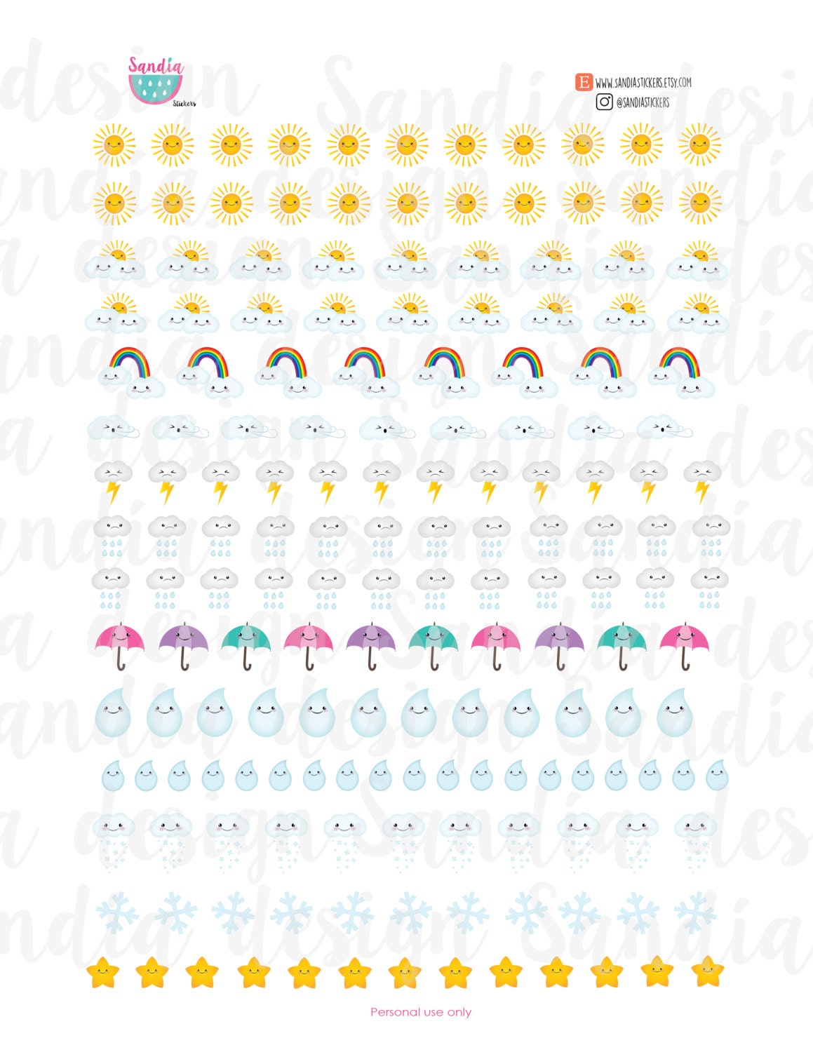 Printable Weather Stickers Planner Stickers perfect for EC