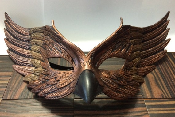 Dark Metallic Painted Hawk Man Bird Mask For Halloween