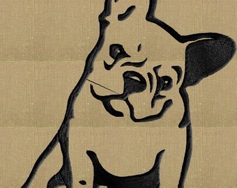 French Bulldog Bull dog - Embroidery DESIGN FILE - Instant download - 2 sizes - 1 color - Dst Hus Jef Pes Exp Vp3 formats
