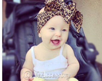 Cheetah Turban Headband, Cheetah Head wrap, Retro baby head wrap, Toddler Headwrap, Big Bow head wrap, Infant-Adult (READY TO SHIP)