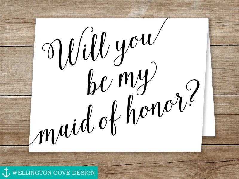 Printable Will You Be My Maid of Honor Card How to Ask Your