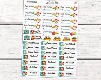 School Basics Stickers, School Planner Stickers, No School Stickers, Back to School Planner Stickers