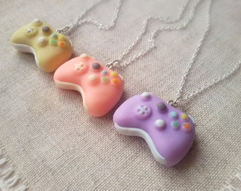 Tiny game controller necklace, gamer girl necklace, video games, pastel goth jewelry, fairy kei necklace, kawaii charm, best friend